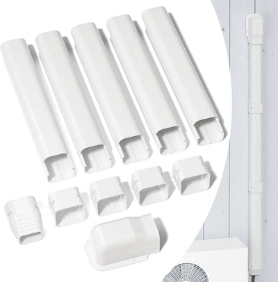 3" 7.5 ft Mini Split Line Set Cover, AC Lineset Cover Kit for Outside Unit | Decorative PVC Paintable Line Cover Kit