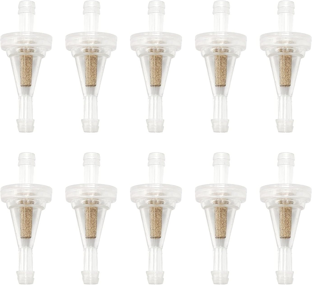 Hoypeyfiy 10Pcs 1/4 Inch Motorcycle Clear Gas Inline Fuel Filter Replacement for Dirt Bike ATV UTV Snowmobile Golf Cart Kawasaki John Deere EZGO with 1/4 Inch Lines