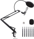 Adjustable Microphone Boom Arm Stand, 14 inch, Supports Standard Microphones, Adjustable Tension, Includes Pop Filter