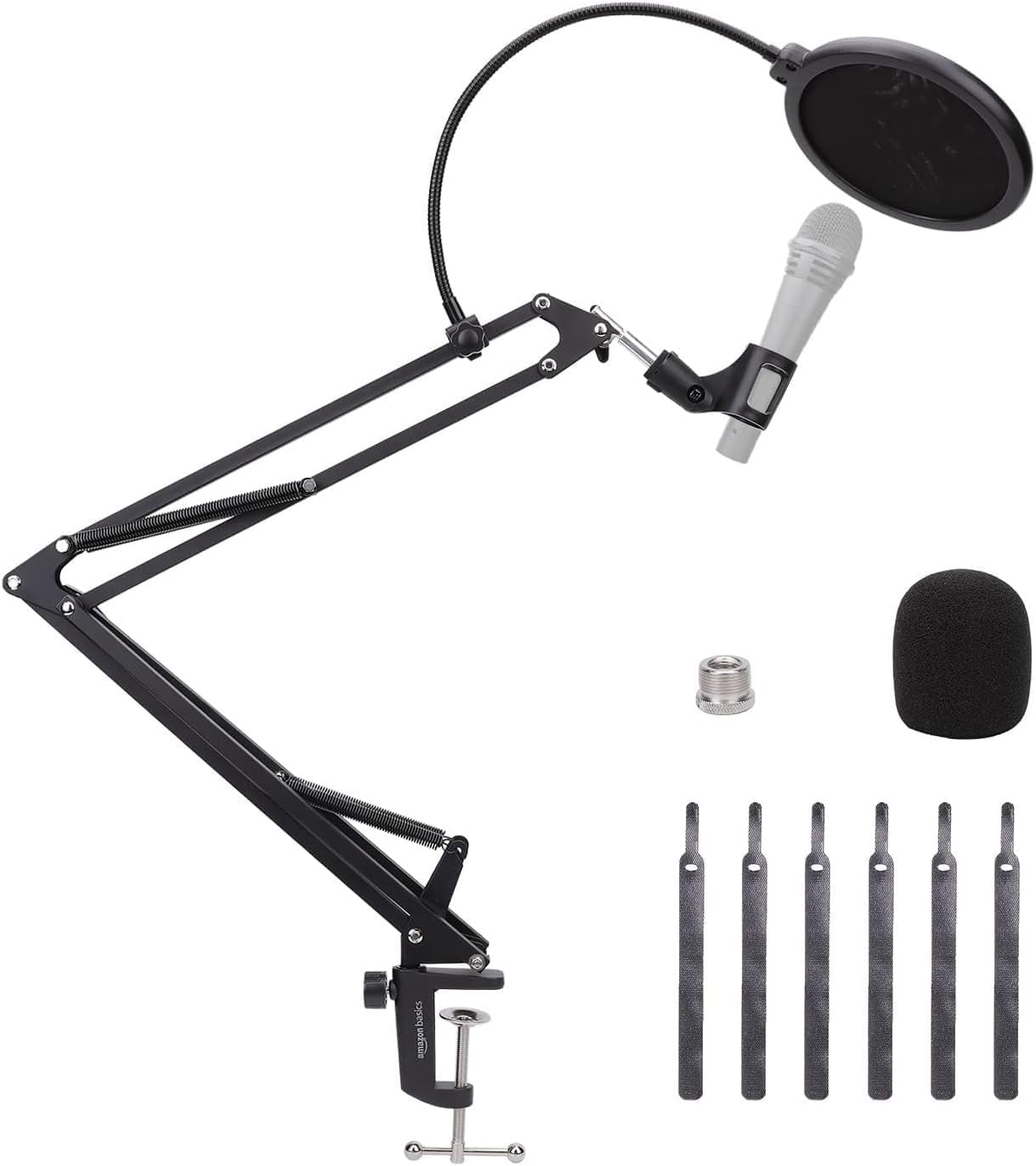 Adjustable Microphone Boom Arm Stand, 14 inch, Supports Standard Microphones, Adjustable Tension, Includes Pop Filter