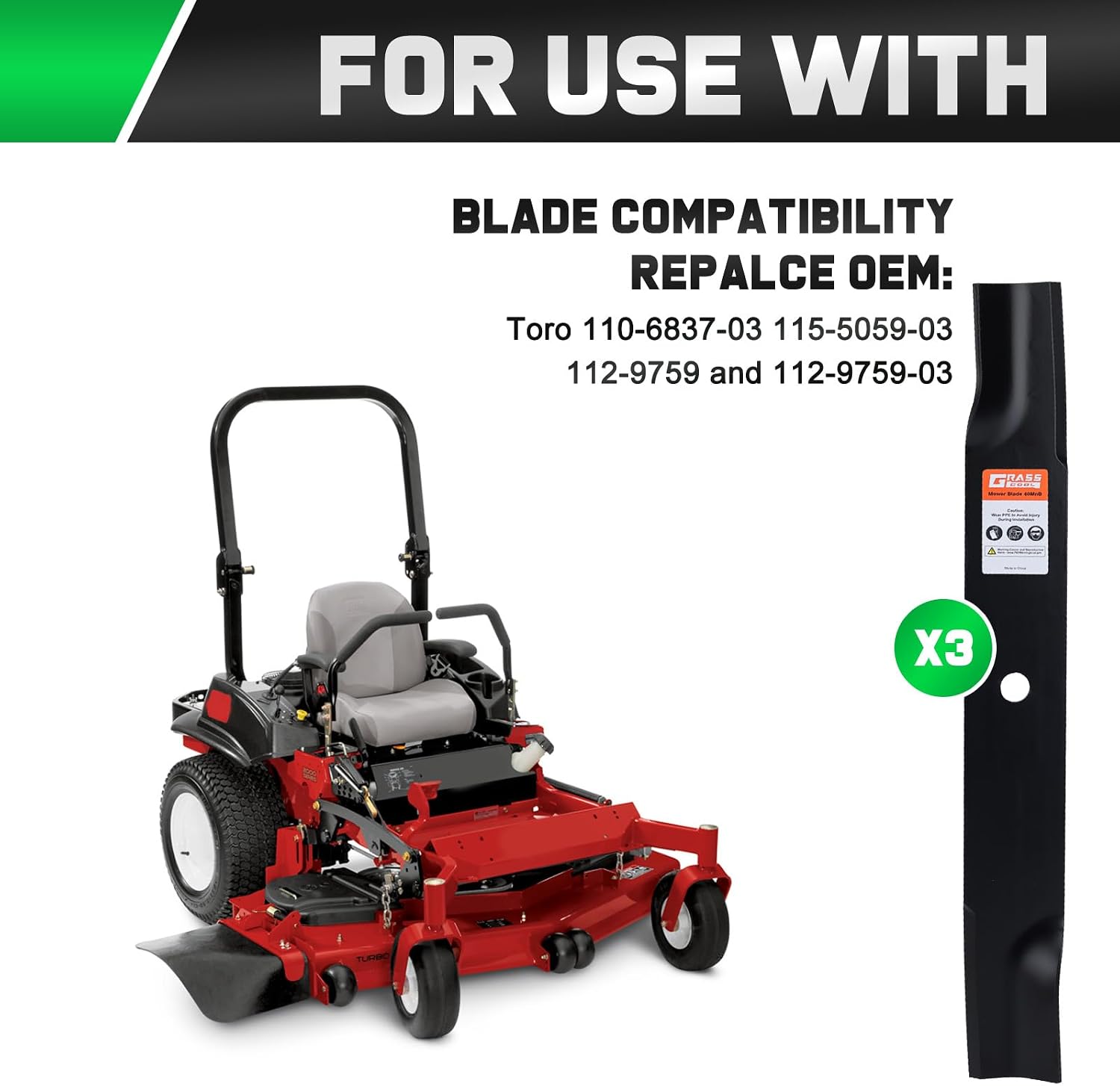 50 inch Deck Toro Timecutter Mower Blades Replacement 115-5059-03 | Fits SS5000 Z5000 MX5050 MX5000 MX5060 MX5075
