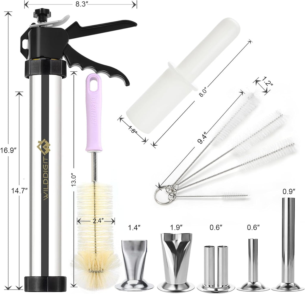 2.1 LB 3rd Gen Professional Stainless Steel Sausage Stuffer, Jerky Gun Kit