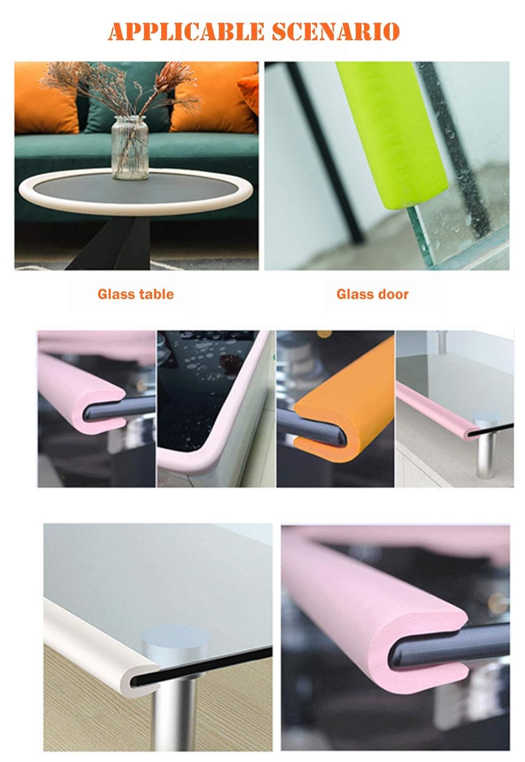 U Shape Furniture Table Edge Protectors 6.5 Ft Black with 4 Corners