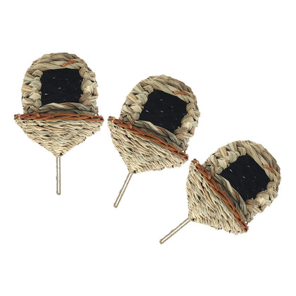 Hand Woven Grass Bird House, Hanging Hummingbird Nest, 3pcs Outdoor