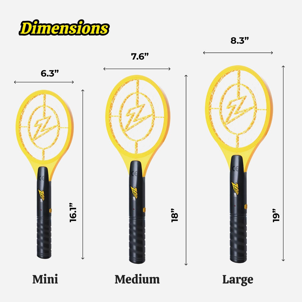 Battery Powered Fly Swatter Racket - 3,500-Volt Mosquito Zapper with 2 AA Batteries Included and LED Light -Medium