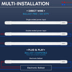 2FT LED Tube Light, T8, 8W=17W, 5CCT 3000K- 6500K, 960LM (4 Pack)