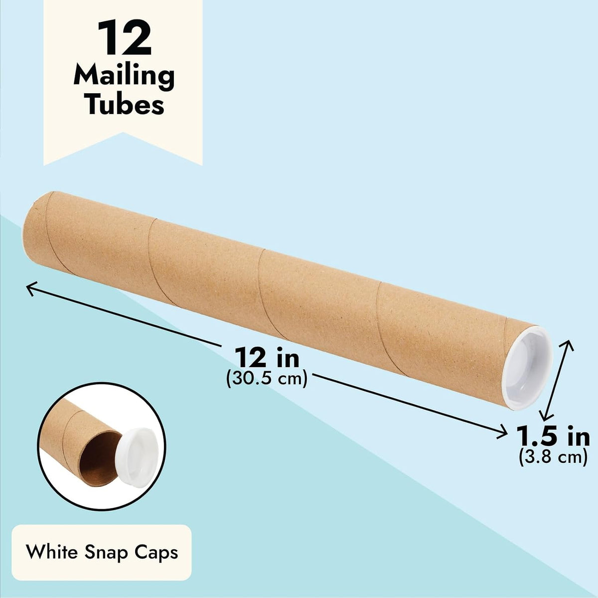 Mailing Tubes - Secure Poster Storage - Art & Blueprint Tube Organizer - Versatile Document Organizer - 1.5 x 12 in