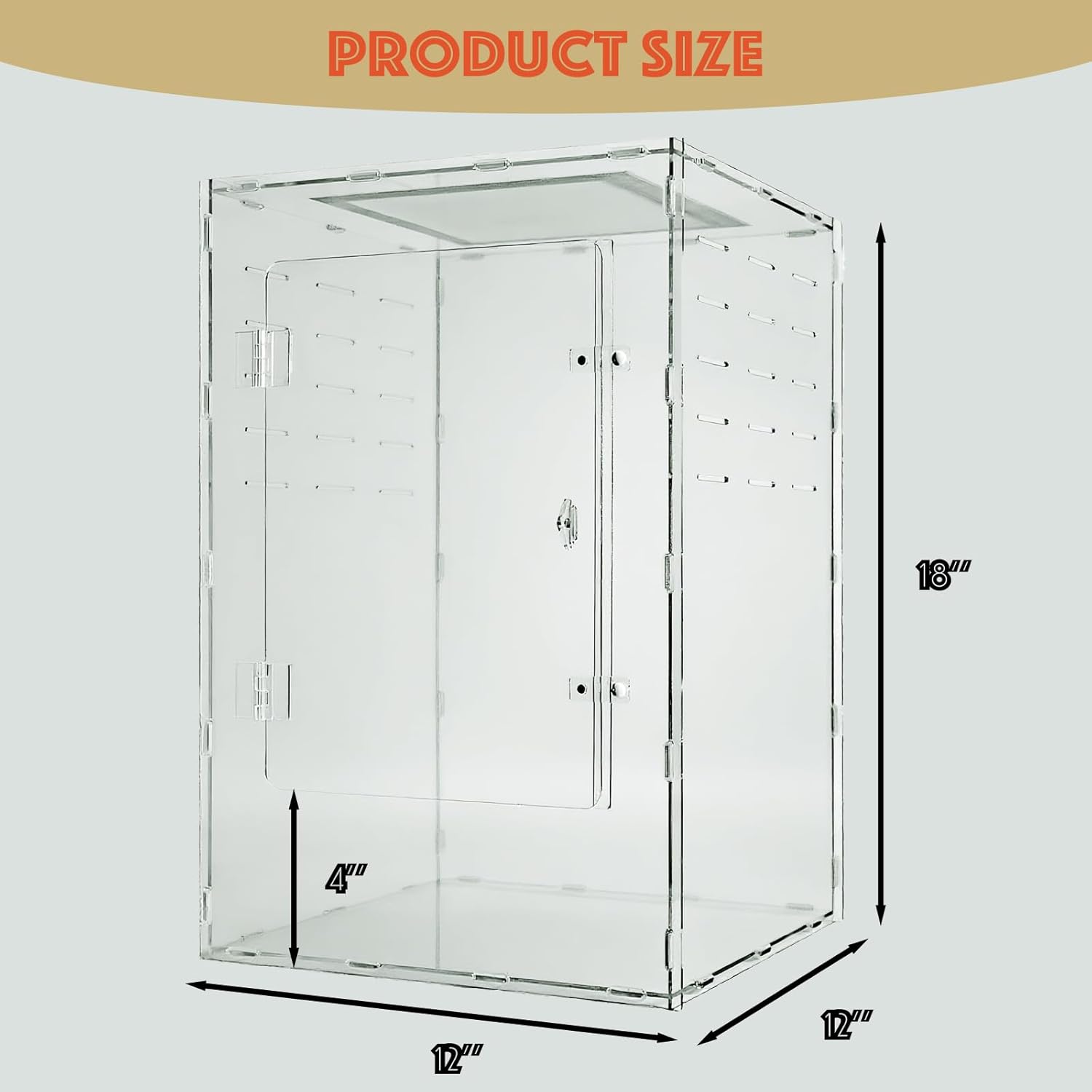 12x12x18 Acrylic Reptile Enclosure - 10 Gal Clear Terrarium | Full acrylic transparency at a larger size without the