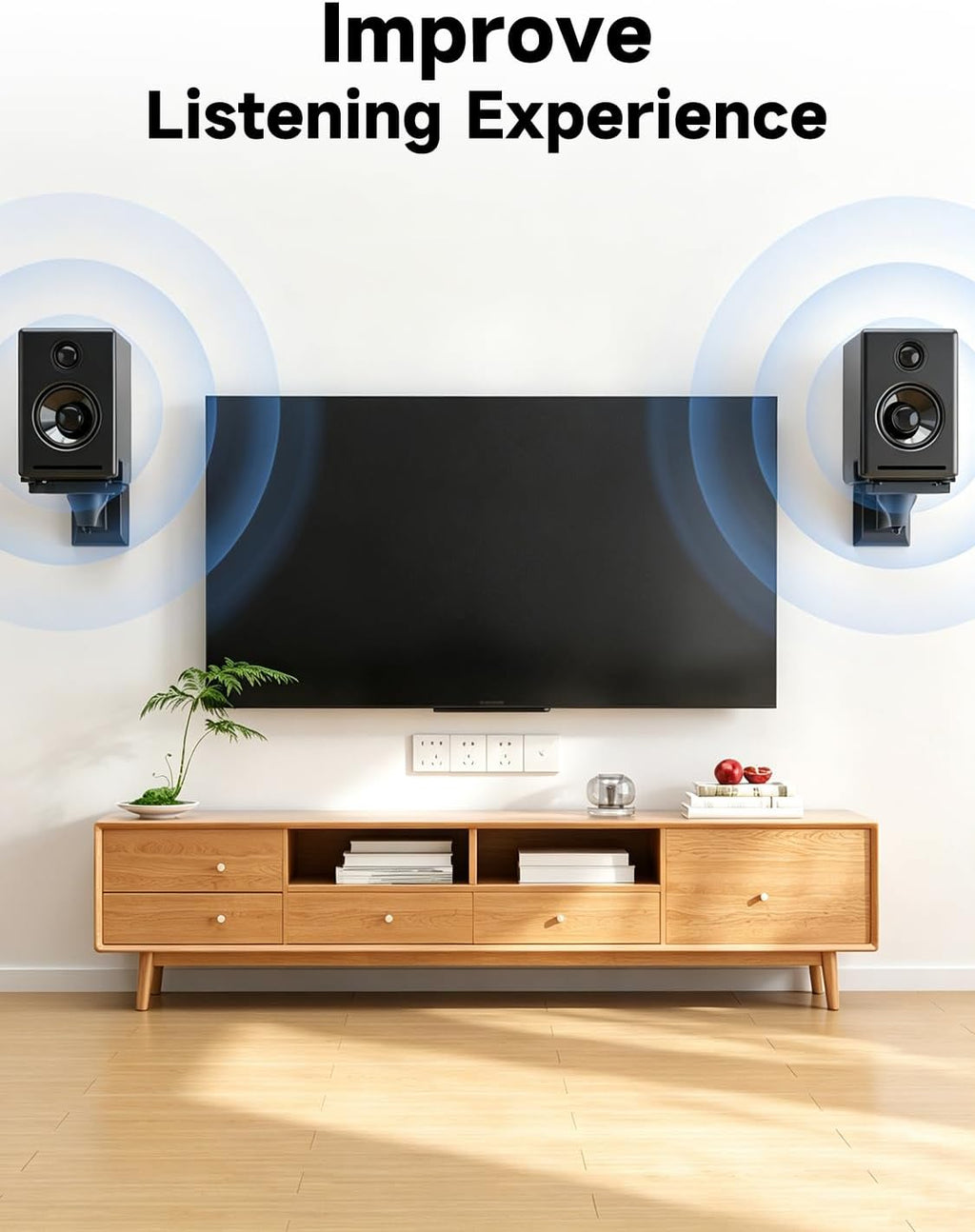 Speaker Wall Mount Adjustable for Large Bookshelf Speaker Mounts | Swivel Speaker Wall Mounts with Surround Sound