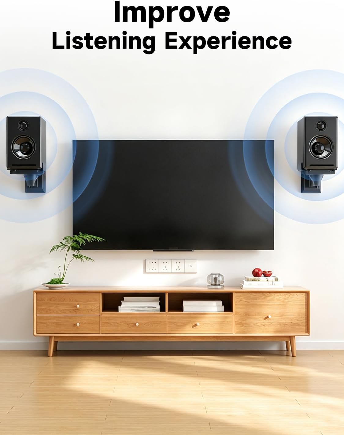 Speaker Wall Mount Adjustable for Large Bookshelf Speaker Mounts | Swivel Speaker Wall Mounts with Surround Sound