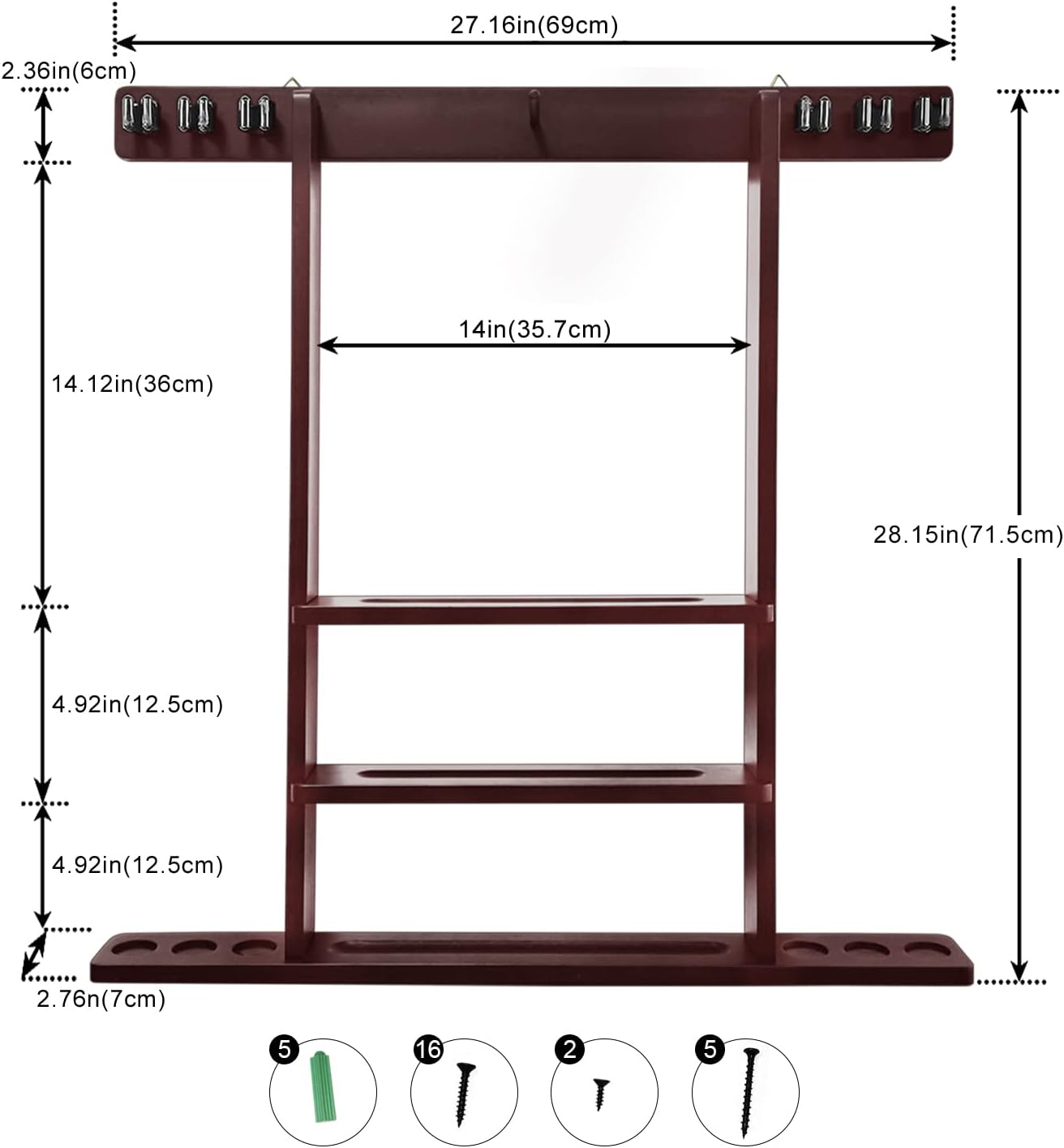 Pool Stick Holder Cue Stick Holder Wall Mount Billiard Cue Racks Holds Billiards Accessories for Billiard Room,Bar
