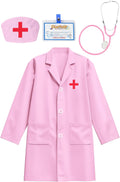 Kids Doctor Coat Set With Stethoscope,Children Cosplay Dress up,Career Day Gift for Boys and Girls 3-12Years Old 4PCS