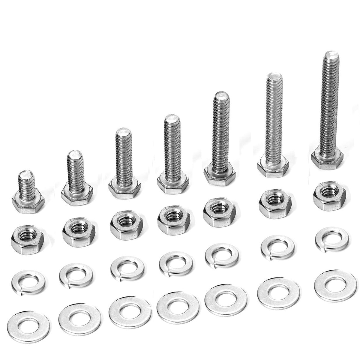 1/4-20 Hex Bolts Assortment Kit, with Hex Nuts, Flat & Lock Washers Set