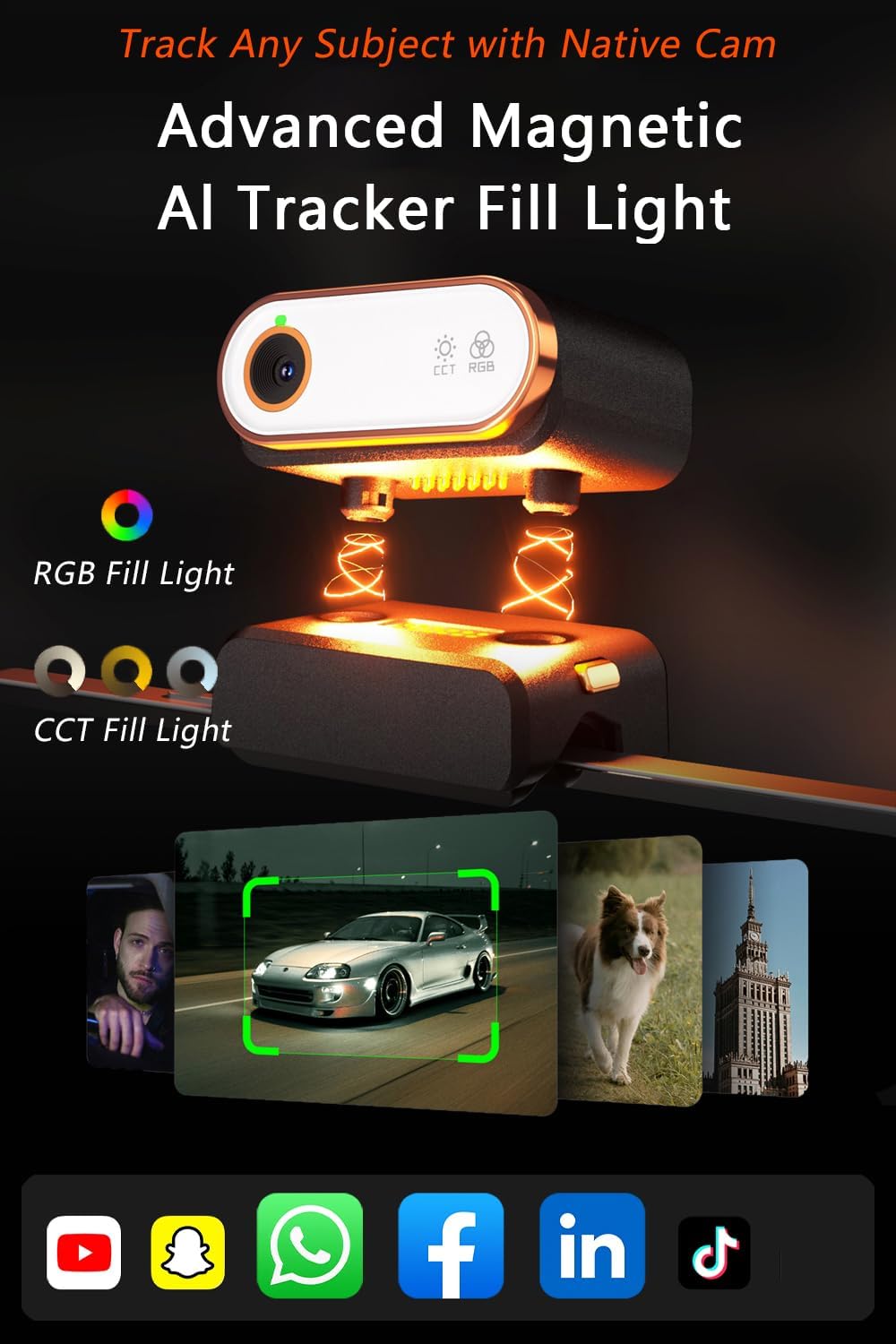 iSteady M7 Gimbal Stabilizer for Smartphone, Magnetic AI Tracker Fill Light, Detachable Touchscreen Remote