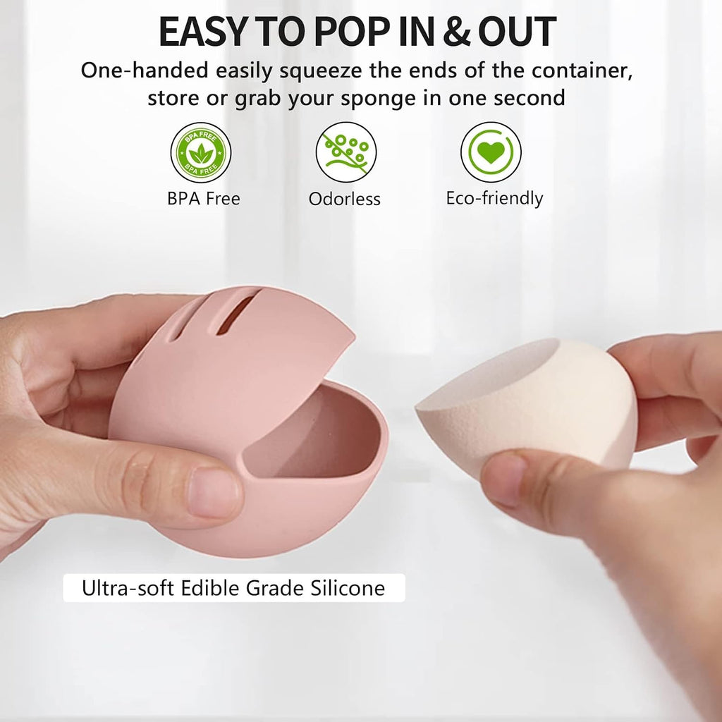 2 Pcs Makeup Sponge Holder, Dual Vents, Breathable, Shatterproof