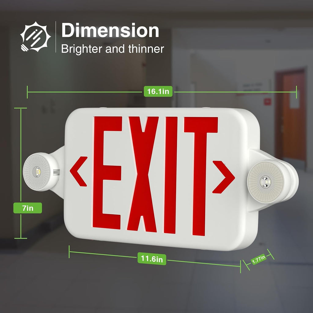 6 Pack Red LED Exit Signs with Emergency Lights