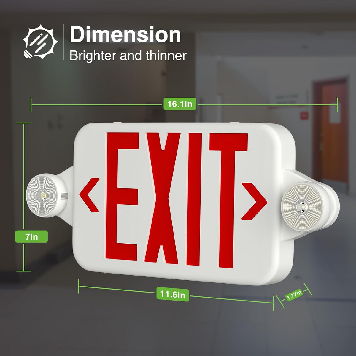 6 Pack Red LED Exit Signs with Emergency Lights