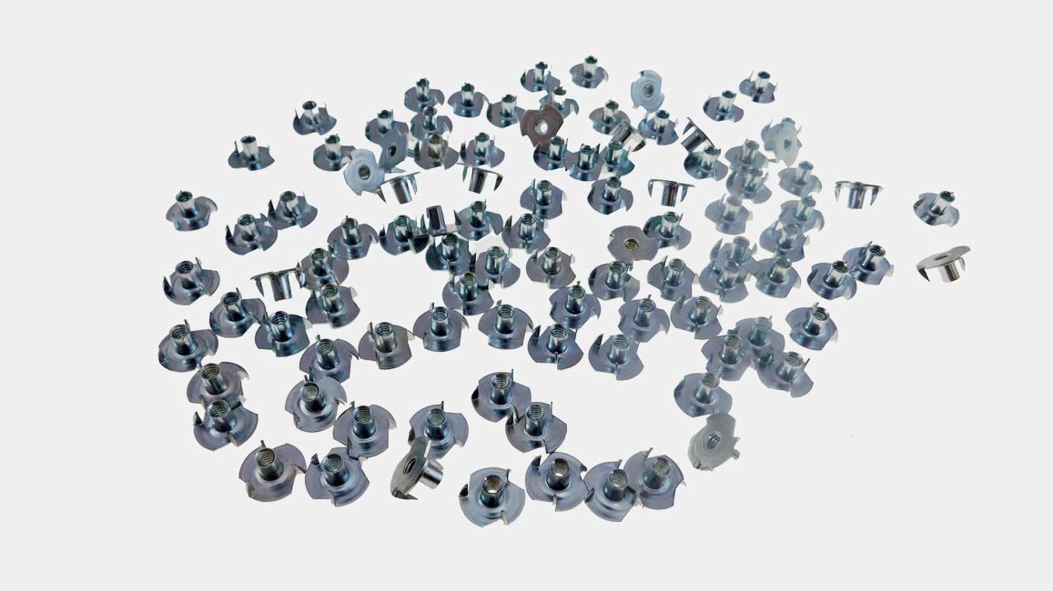 100 Pack 10-24 T-Nuts 5/16" Barrel Zinc Plate 1/4" Hole 3#10C005