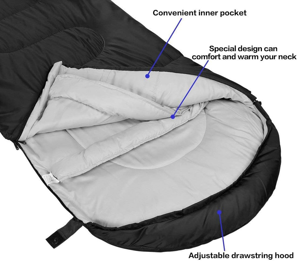 3-4 Season Sleeping Bag for Adults & Kids, Lightweight Warm Cold Weather Camping Bag with Waterproof Compression Sack