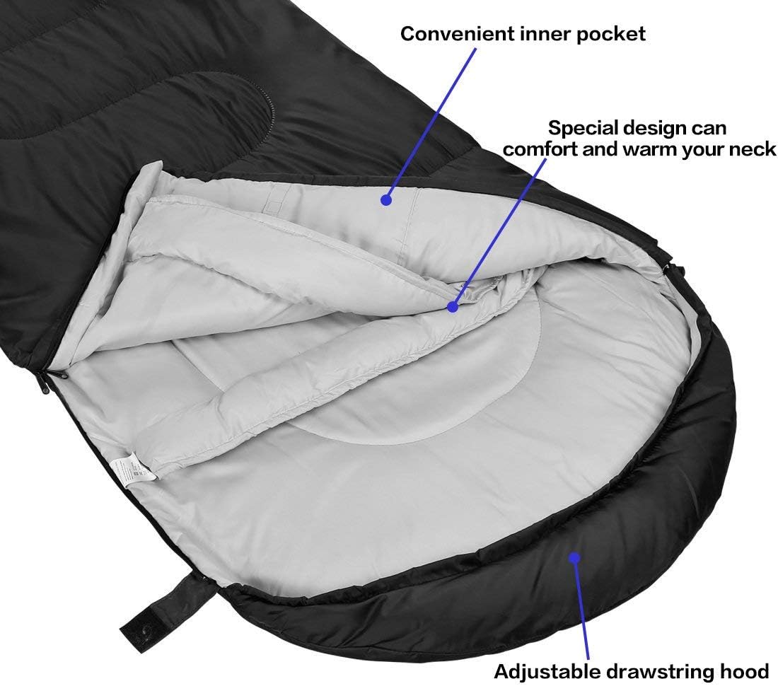 3-4 Season Sleeping Bag for Adults & Kids, Lightweight Warm Cold Weather Camping Bag with Waterproof Compression Sack