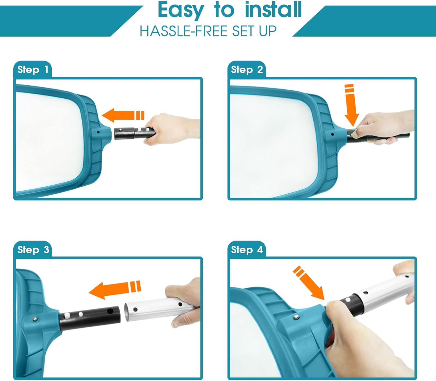 Professional Pool Skimmer Net,Fine Mesh Net Bag,Heavy Duty Swimming Leaf Skimmer Cleaning Tool - Fast Cleaning,Debris
