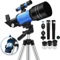 Telescope for Kids & Beginners, 70mm Aperture Portable Telescopes with 3 Eyepieces, Height Adjustable Tripod & Phone