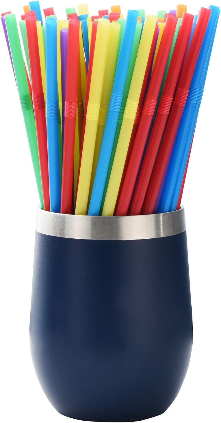 200-Pack Flexible Drinking Straws, Assorted Colors Plastic Disposable Bendy Straws - 7.75" x 0.23"