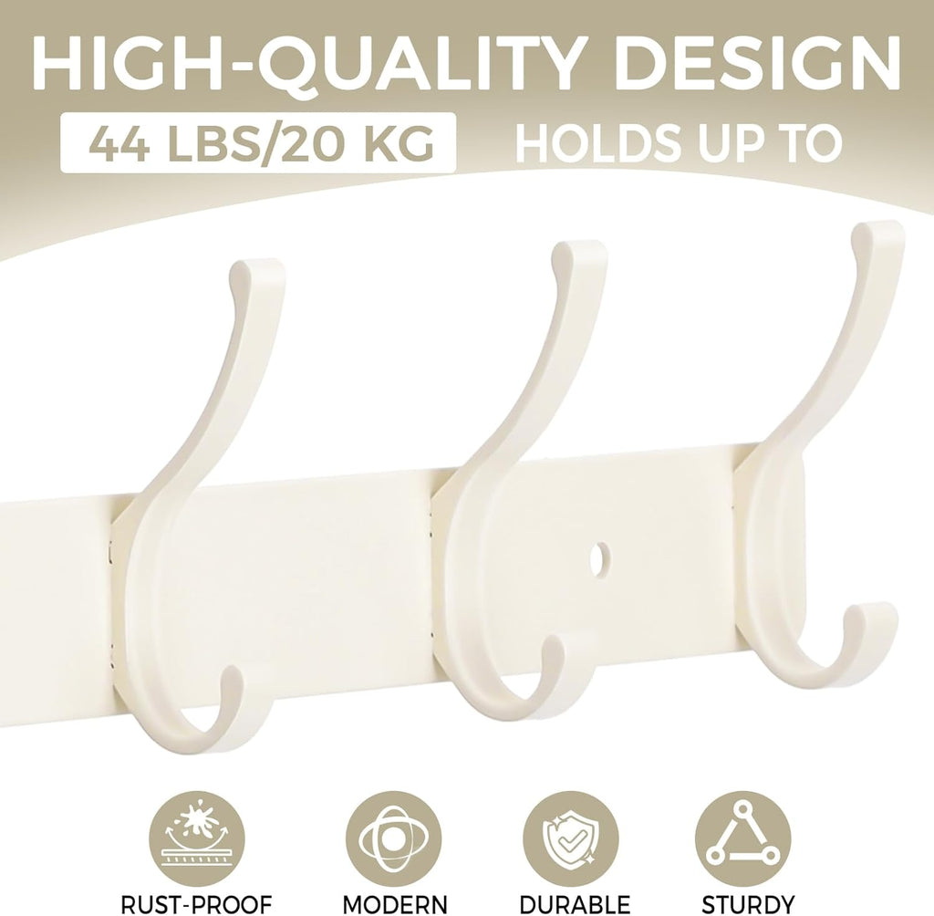 Coat Rack Wall Mount, 2 Pack Coat Hooks Hanger Wall Double Hook Rack Rail Towel Hat Rack Entryway Bathroom Hanger