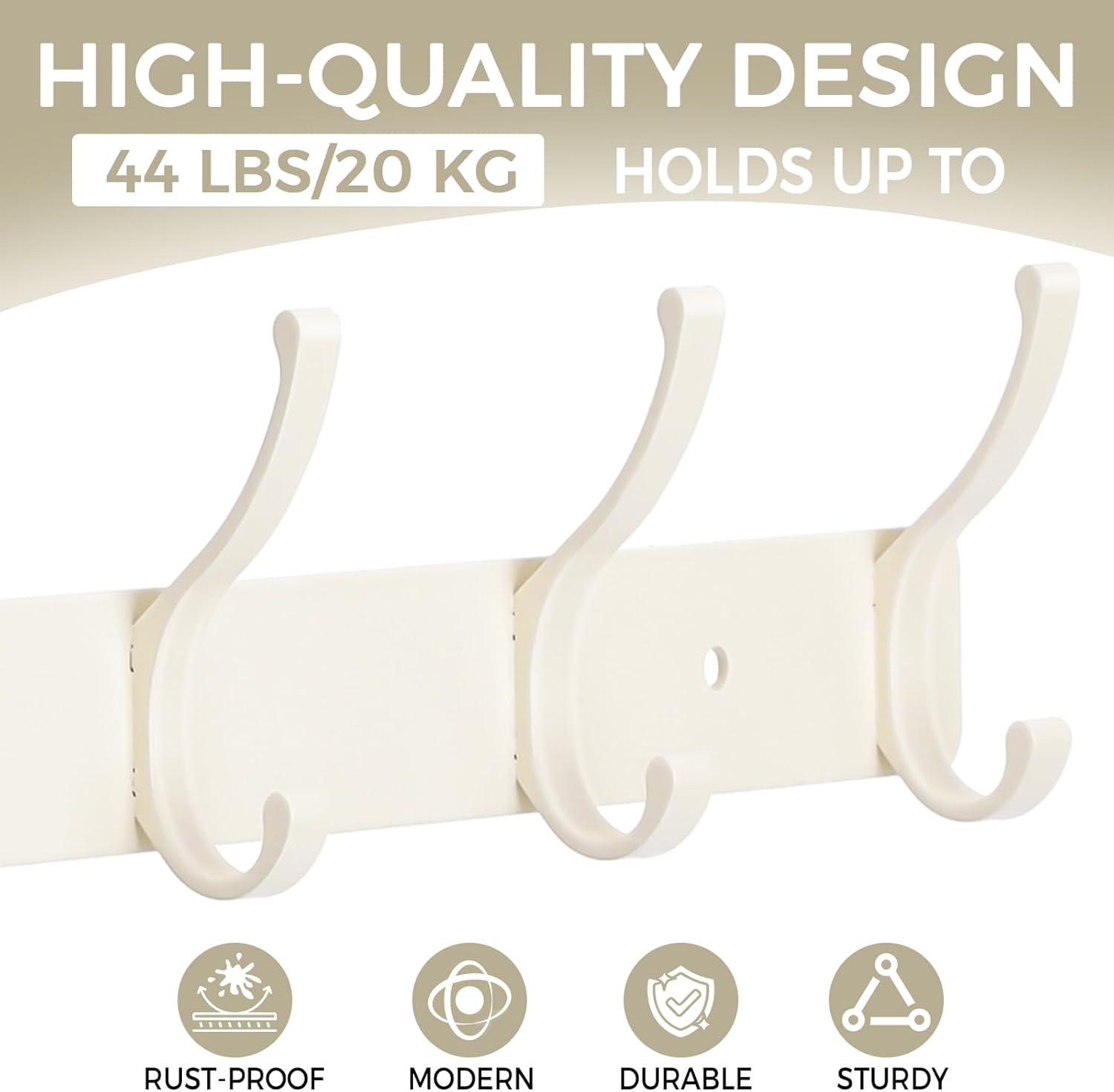 Coat Rack Wall Mount, 2 Pack Coat Hooks Hanger Wall Double Hook Rack Rail Towel Hat Rack Entryway Bathroom Hanger