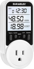 SURAIELEC Outlet Watt Meter, 90-250V Wide Range Power Meter Cost Calculator
