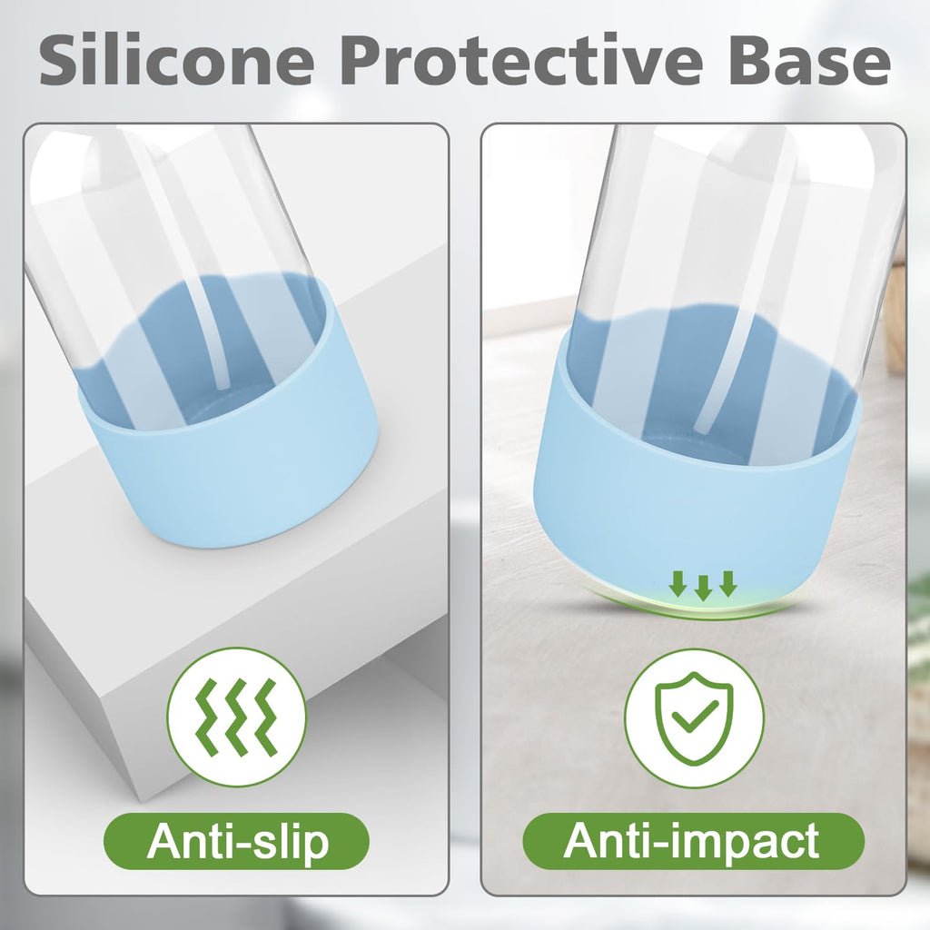 Glass Spray Bottles with Silicone Sleeve Protection, Empty 16 oz Refillable Containers, Reusable Spray Bottles with