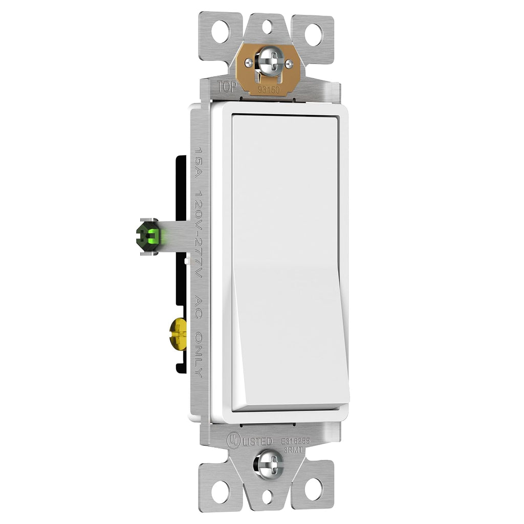 ENERLITES White 3-Way Decorator Paddle Rocker Light Switch, 15A, 10 Pack