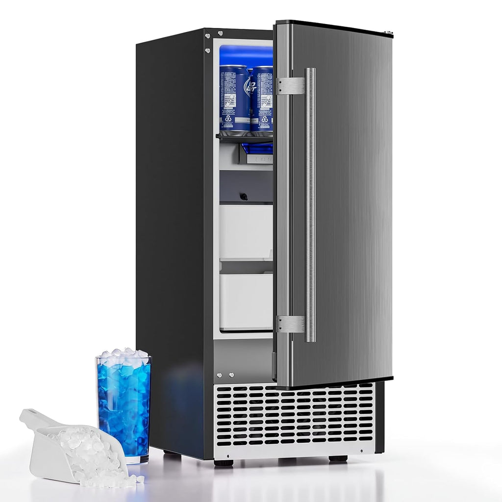 2-in-1 Under Counter Nugget Ice Maker with Beverage Refrigerator