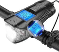 220LM LED Bike Front Light with Horn & Speedometer, USB Rechargeable IP4 Waterproof ABS Flashlight, 3-5h Runtime