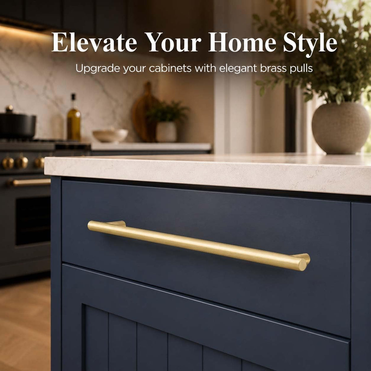 Solid Brass Appliance Pull, Brushed Gold Handle, 18" Hole Centers