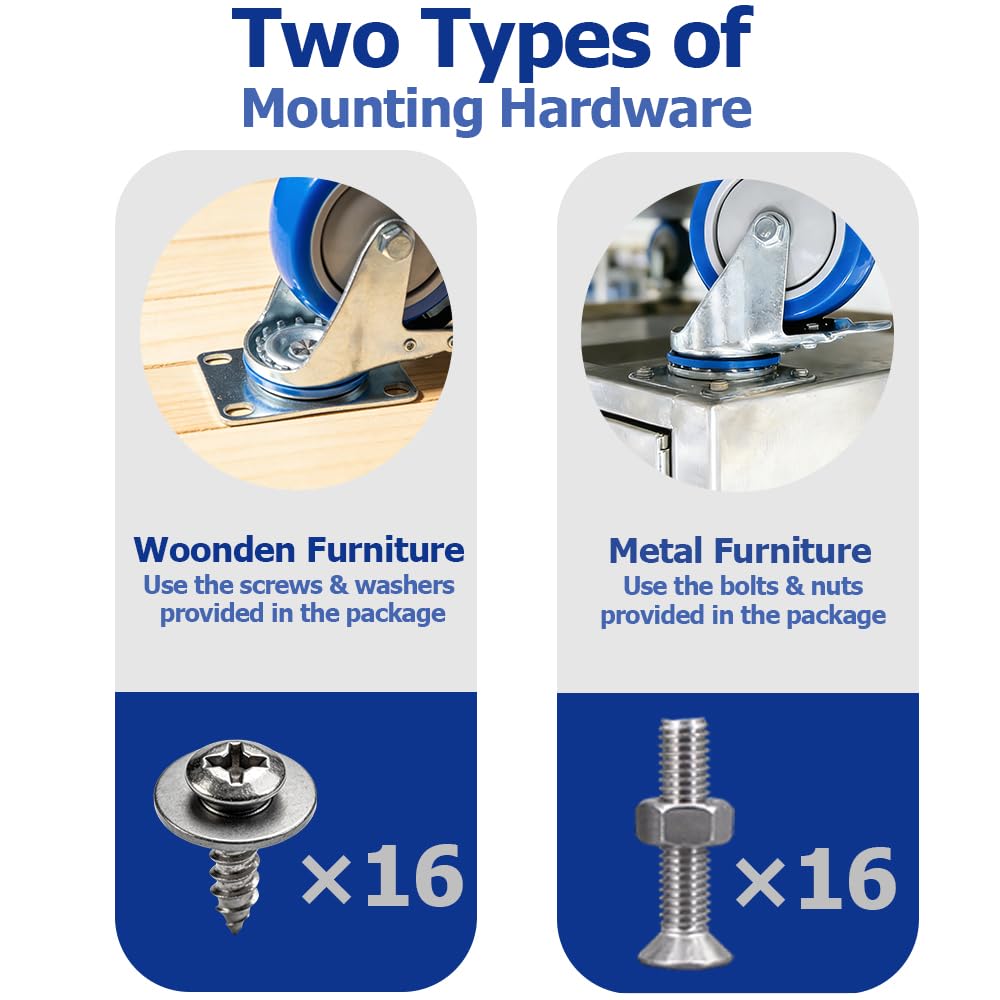 6 inch Caster Wheels, Casters Set of 4 Heavy Duty 2600 lbs with Locking, Outdoor Industrial Wheels for Workbench