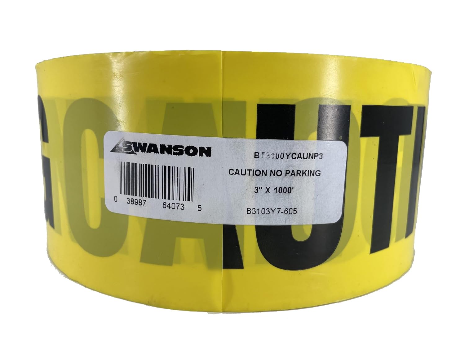 Swanson Tool Co 3" x 1000' 3 mil Barricade Tape Caution NO Parking Yellow/Black, Model BT3100YCAUNP3