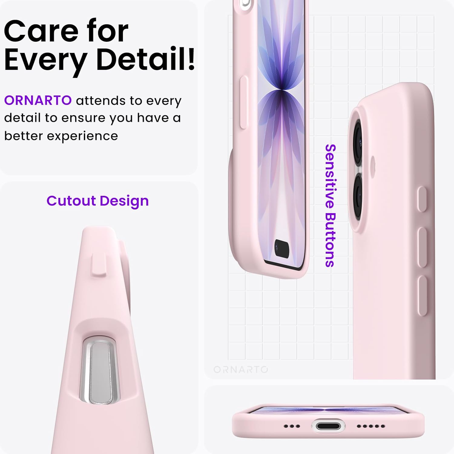Compatible with iPhone 17 Case 6.3, Slim Liquid Silicone 3 Layers Full Covered Soft Gel Rubber Phone Case Protective
