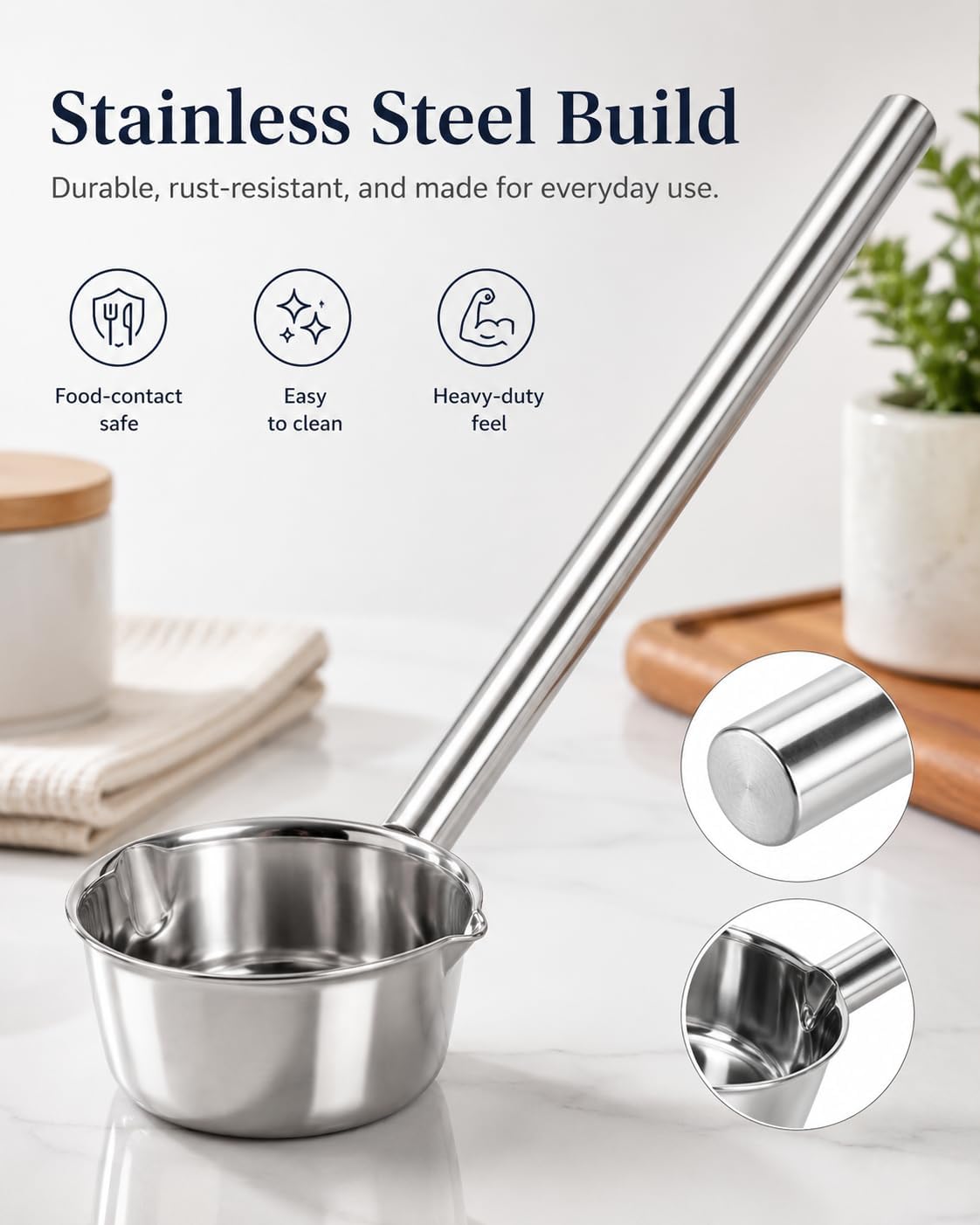 14'' Large Water Ladle with Pour Spout, Stainless Steel Handle