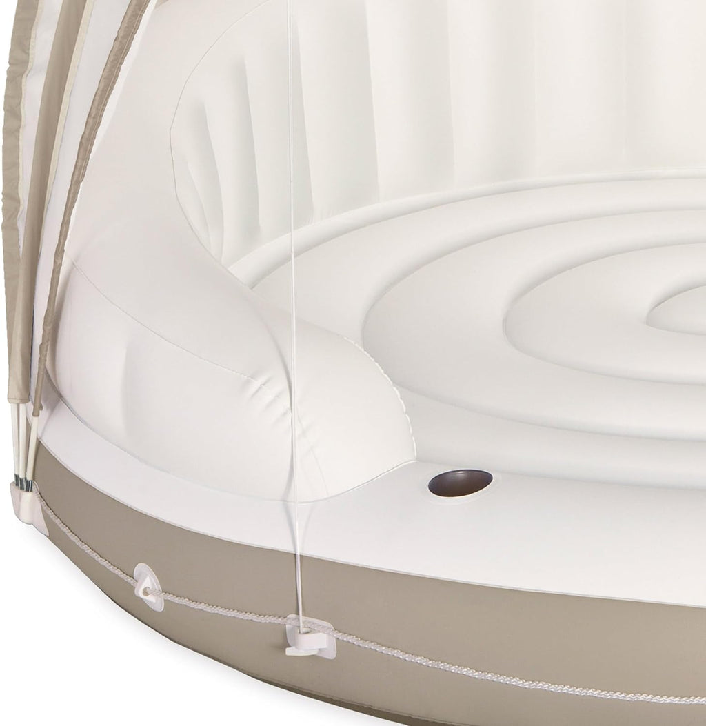 Canopy Island Inflatable Pool Float: Comfortable Lounge Surface – Built-in Cup Holders – Detachable Sunshade