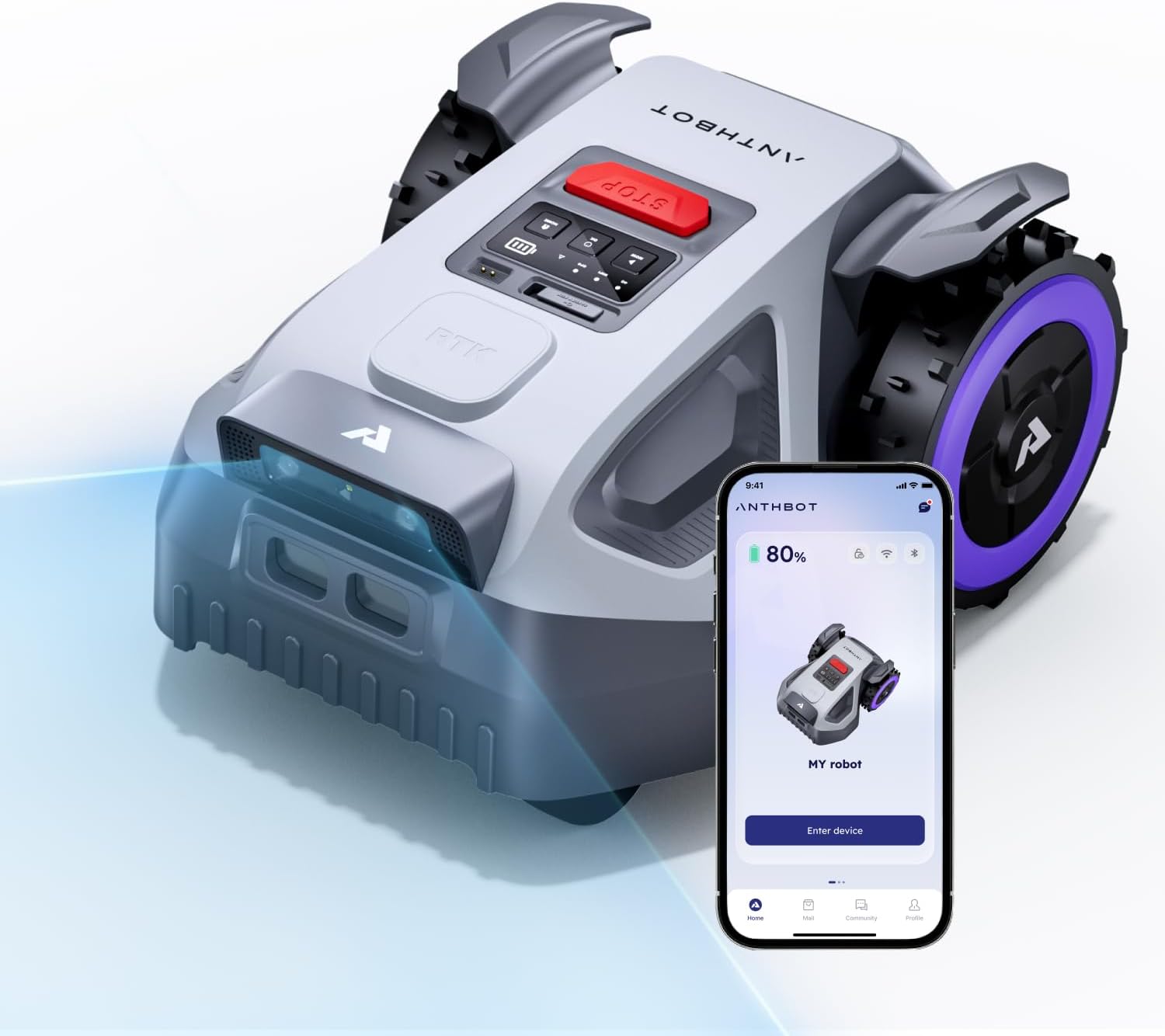 M5 Robot Lawn Mower,RTK+NRTK Navigation Perimeter Wire Free 1/4 Acre, Vision Obstacle Avoidance Robotic Lawnmower