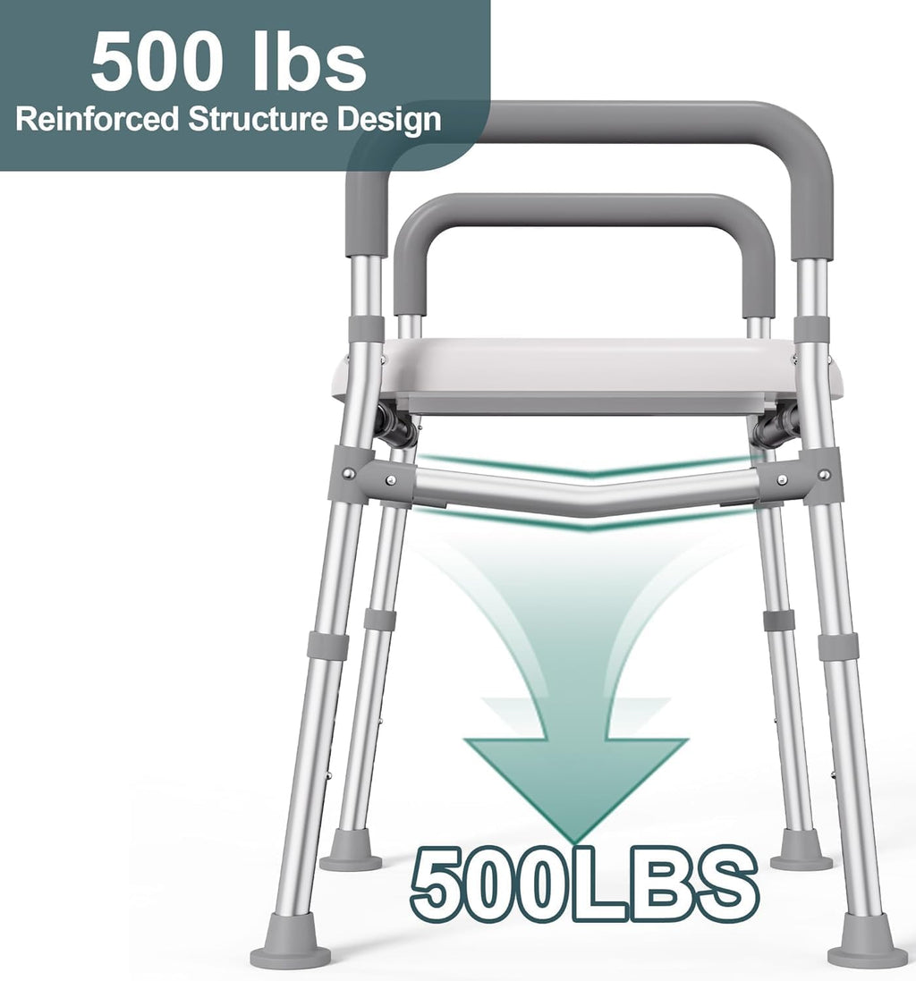 Raised Toilet Seat with Handles, 500lb Toilet Seat Riser for Seniors with Bedpan, Adjustable Height & Width, Handicap