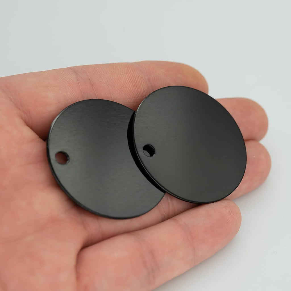 Round Aluminum Engraving Blanks Tags Stamping Blanks 25 Pack Diameter 1.57 Inch (Black)