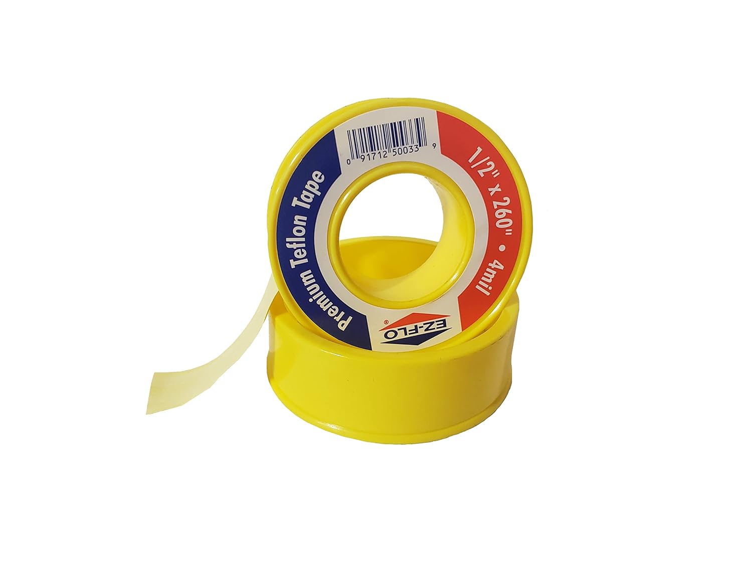 Gas PTFE Tape, 1/2" x 260", 4 mil, 10 Pack | EZ-FLO Gas Teflon Tape, Premium Pipe Thread Tape, 1/2-Inch x 260-Inches
