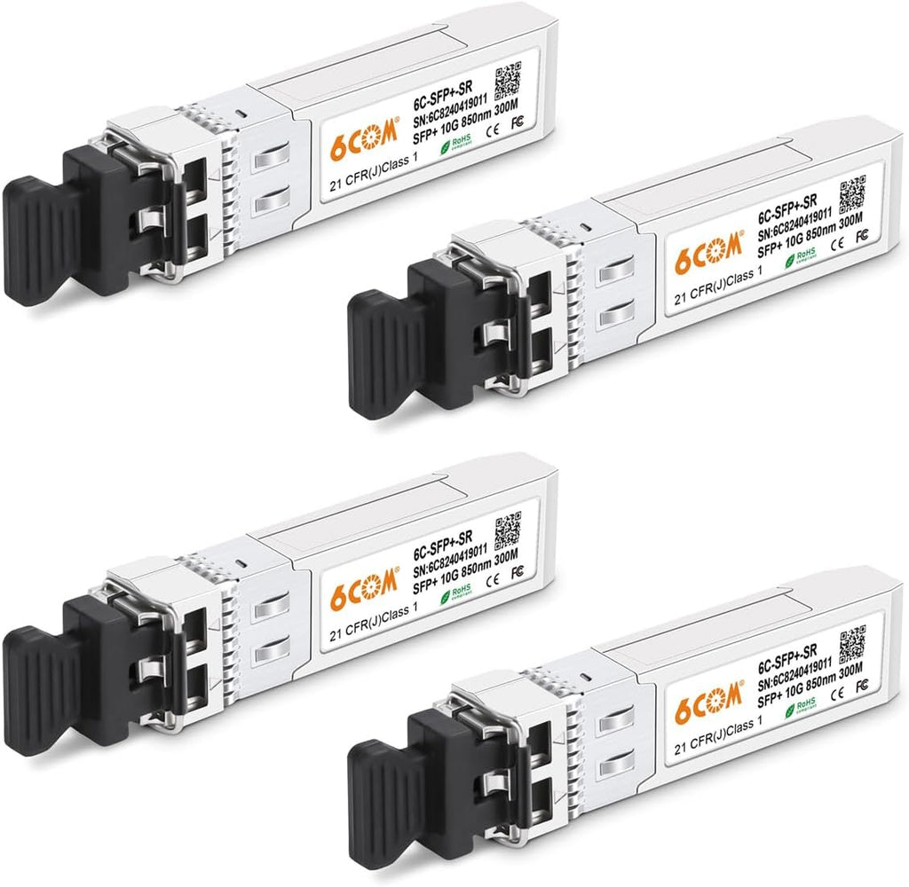 4Pack 10GBase-SR SFP+ Transceiver,10G 850nm 300M Dual LC Multi-Mode Module