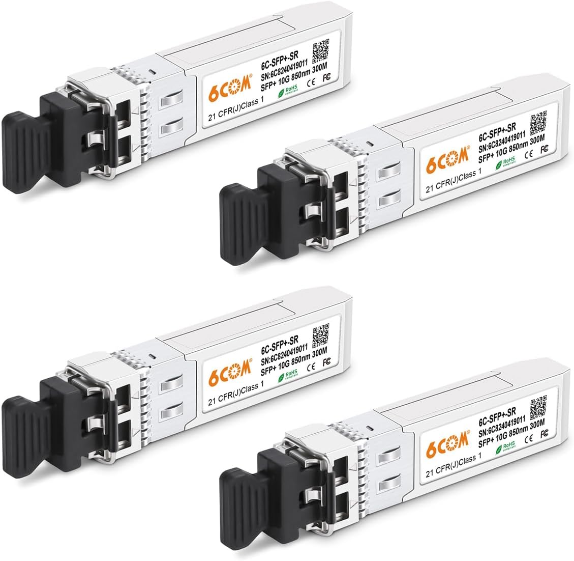 4Pack 10GBase-SR SFP+ Transceiver,10G 850nm 300M Dual LC Multi-Mode Module