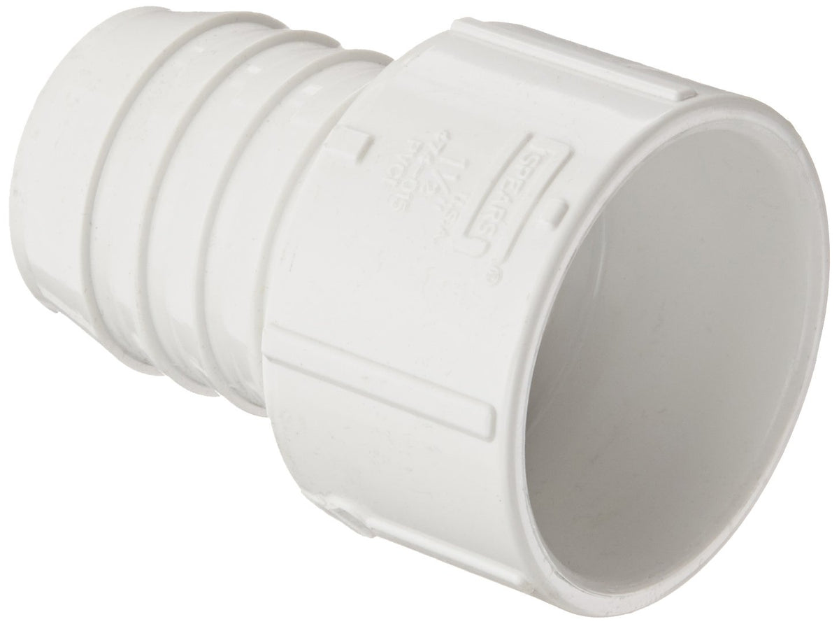 Spears 474 Series PVC Pipe Fitting, Adapter, Schedule 40, White, 1-1/2"Barbed x 1-1/2" Socket
