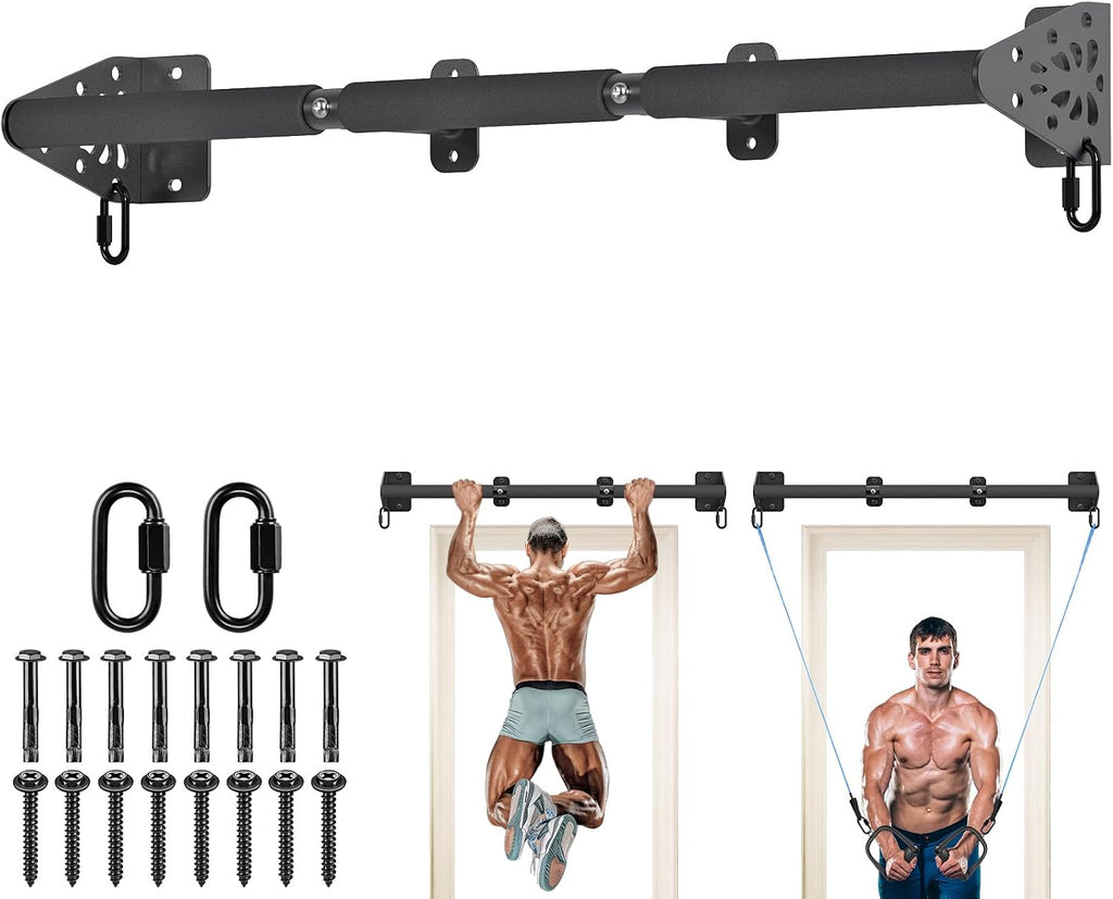 Wall Mounted Pull Up Bar - Heavy Duty 500 LB Capacity Doorway Chin Up Bar for Home Gym, Sturdy Steel Construction