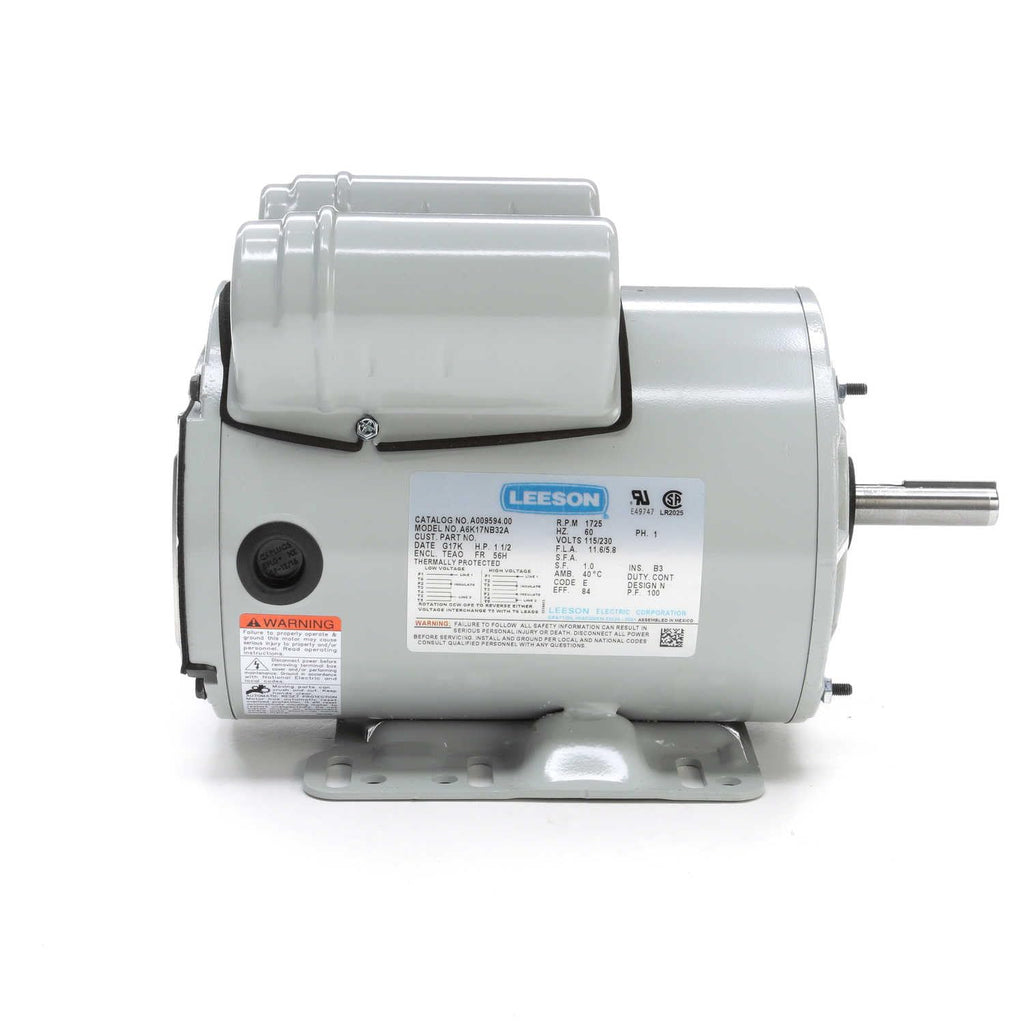 Leeson Electric, A009594.00, 1.5HP, 1725RPM, 1PH, 115V;230V, 56H Frame, Standard Flange, Foot Mount, TEAO, Farm Duty Motor
