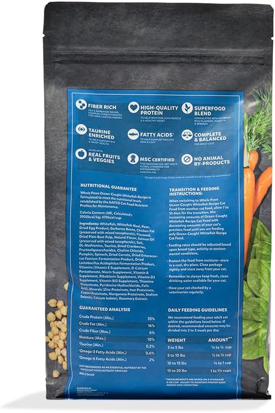 Grain-Free Dry Adult Cat Food, Ocean-Caught Whitefish Recipe, Made with Real Fruits & Vegetables, 3.5 lb